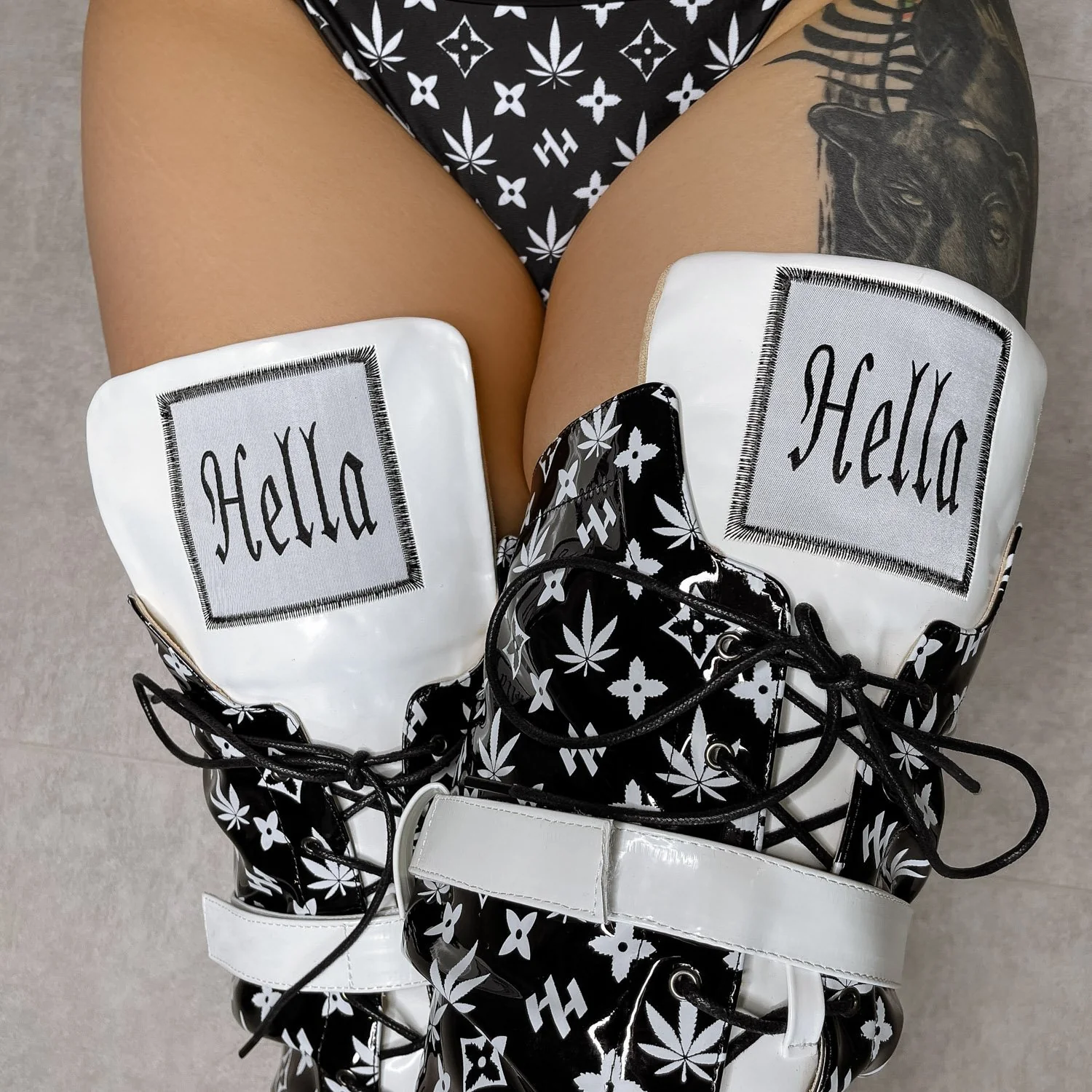Branded Thigh High - Black - 8 INCH - Image 3