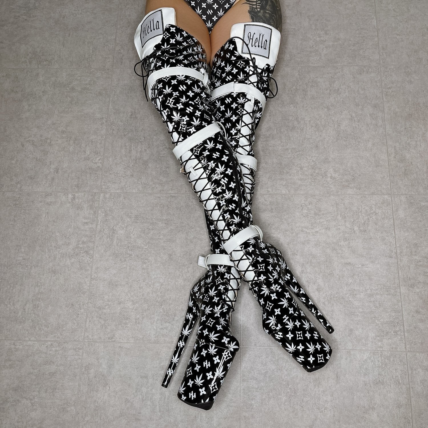 Branded Thigh High - Black - 9 INCH - Image 3